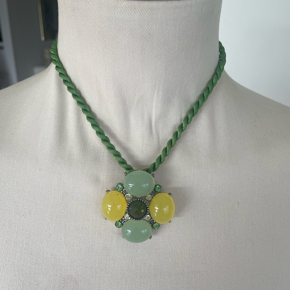 Vintage Cabochon Pin, Pendant , Necklace Vintage Shades of Green